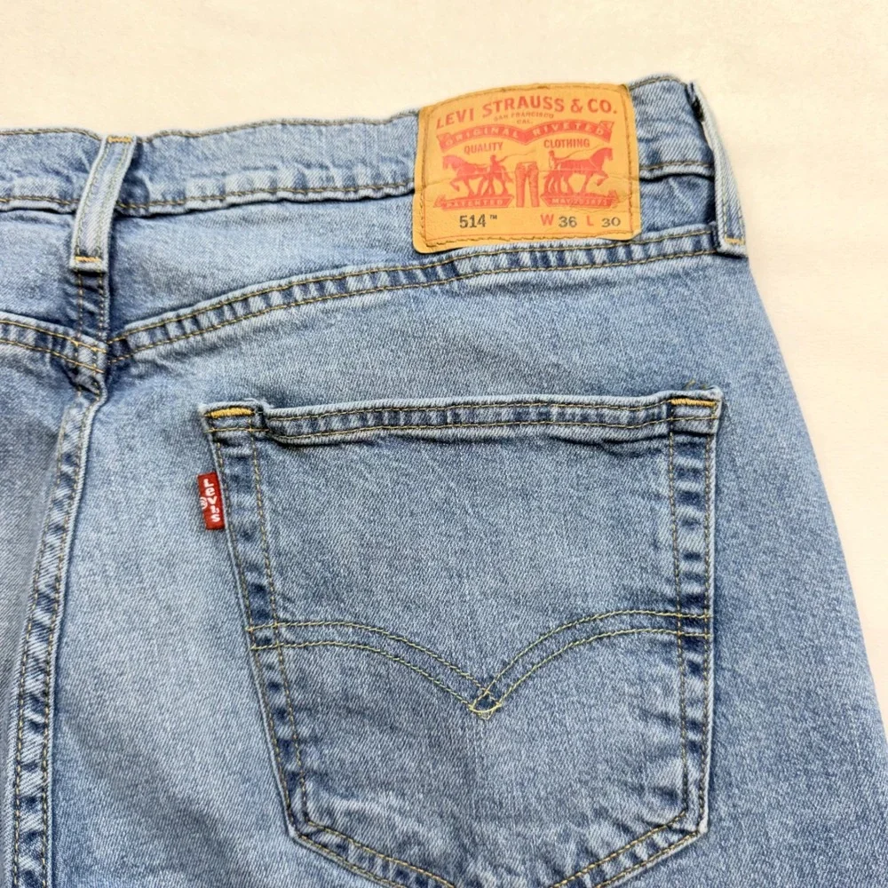 Levis 514 Straight Fit Mens Jeans W36‎ L30 Blue Denim Medium Wash 00514-1593